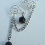 Ear Cuff with Chain and Bla..