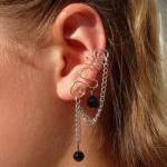 Ear Cuff with Chain and Bla..