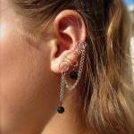 Ear Cuff with Chain and Bla..
