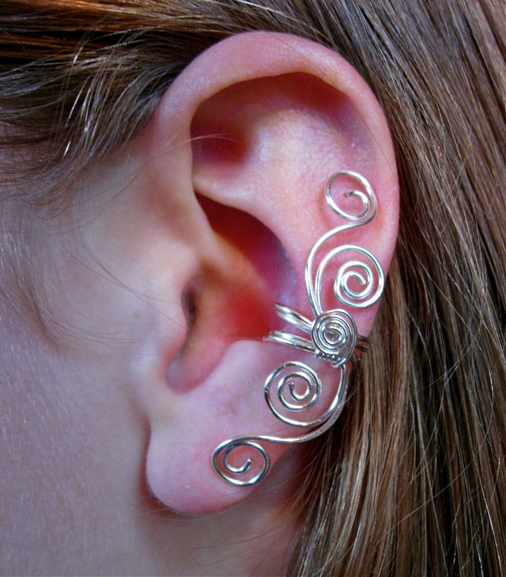 Silver Plated Multi Swirl Ear Cuff 