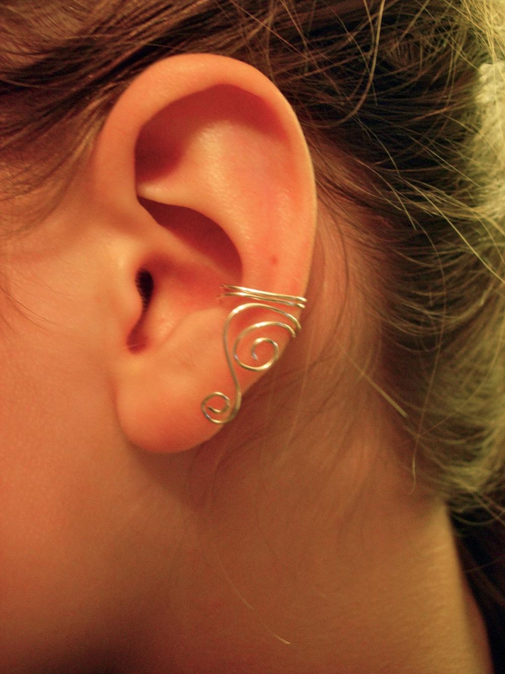 Pair Of Silver Plated Ear Cuffs With Swirls on Luulla