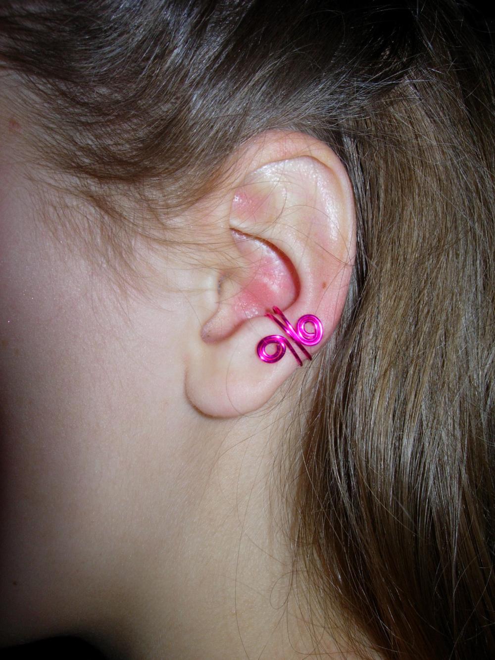 Set of 4 Colorful Ear Cuffs, hot pink, purple, turquoise, and blue