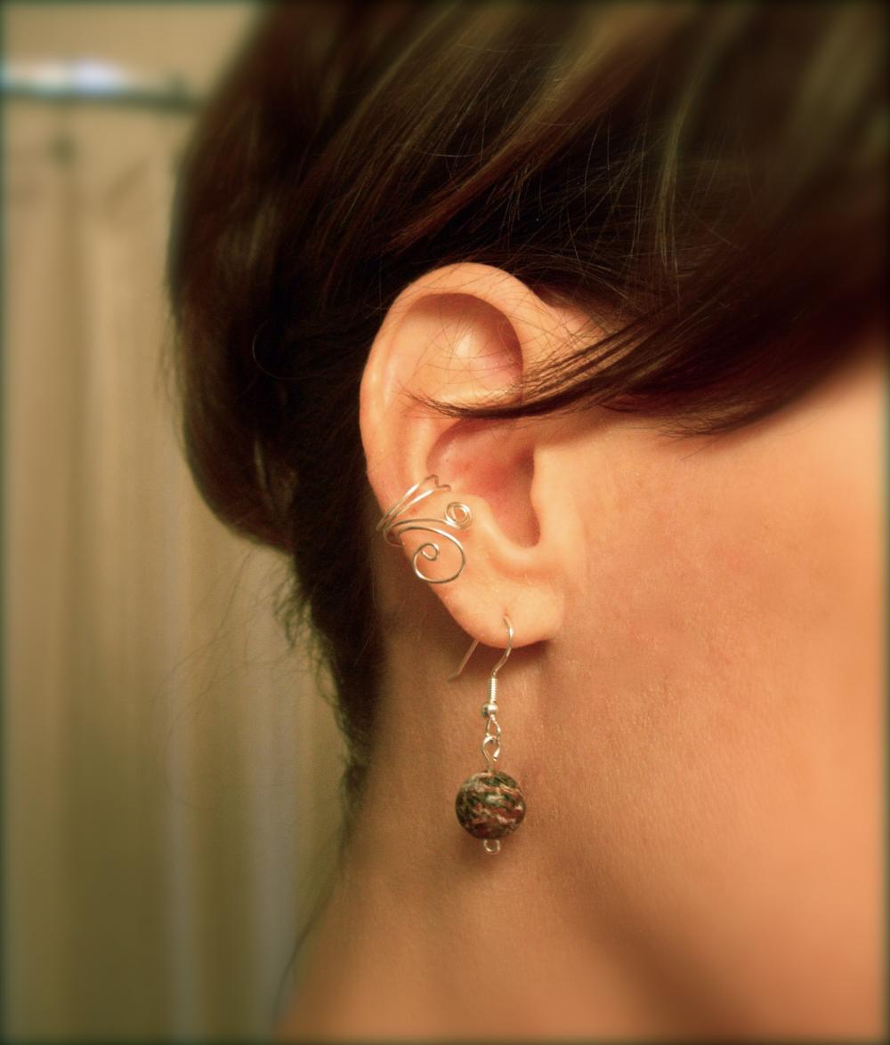 Asymmetrical Ear Cuff Set Silver Plated Swirls Galore 