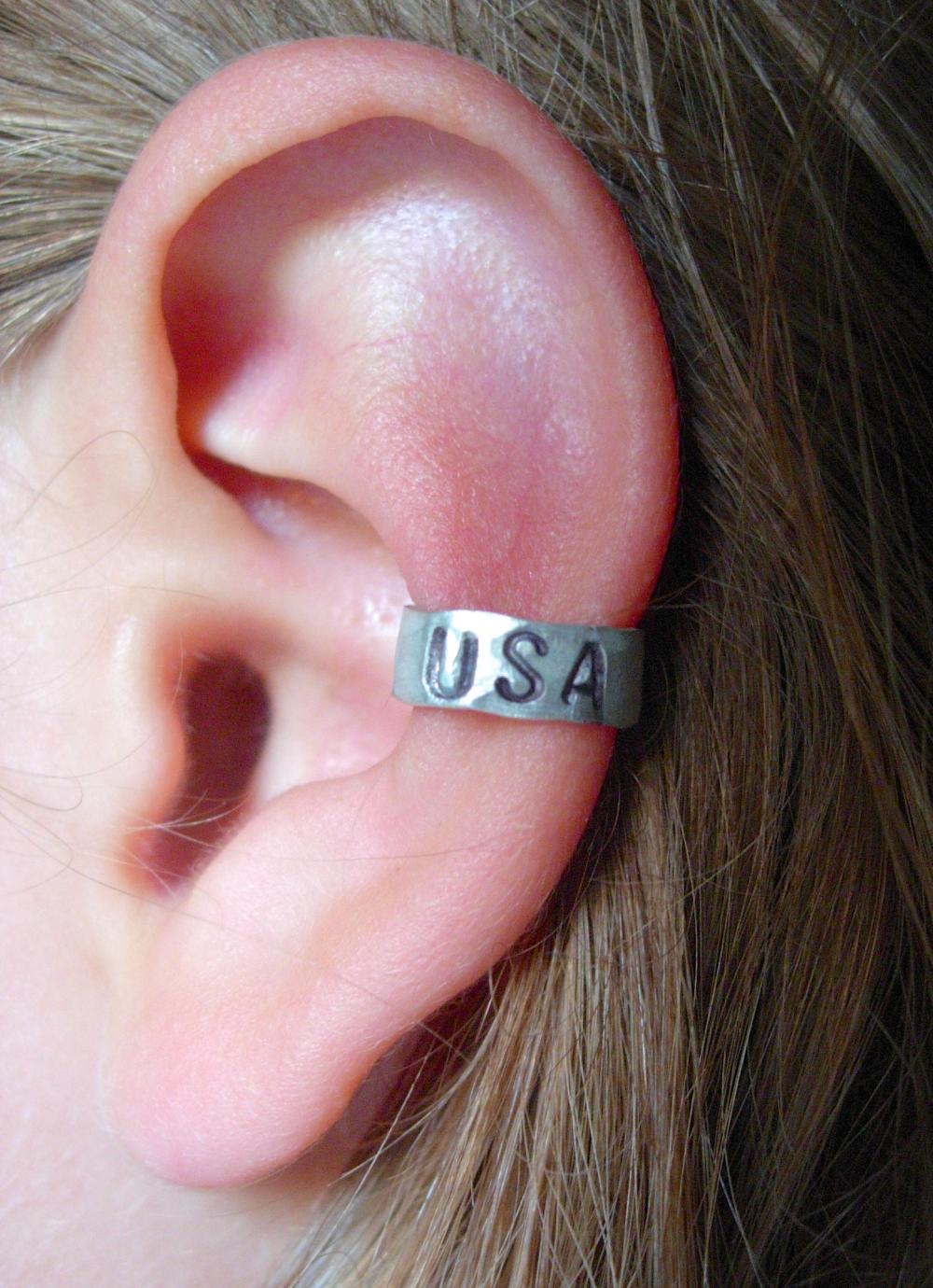 USA Hand Hammered Aluminum Ear Cuff, Summer 2012 Summer Olympics, GO TEAM USA!!!