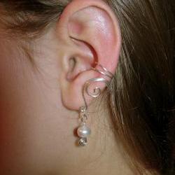 Pair of Solid Sterling Silver Ear Cuffs with Genuine Fresh Water Pearls