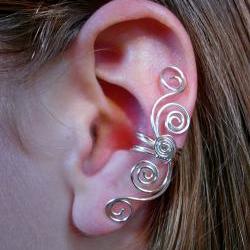 Silver Plated Multi Swirl Ear Cuff  