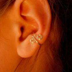 Set of 3 ear cuffs, antique brass, silver and hematite