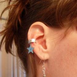 Ear Cuff, Hand Hammered Aluminum with a Personalized stamped metal Star Charm
