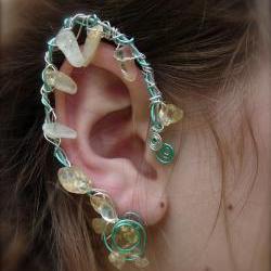 Elf Ear Cuffs with Genuine Citrine Fantasy Jewelry for any occasion