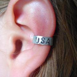 USA Hand Hammered Aluminum Ear Cuff, Summer 2012 Summer Olympics, GO TEAM USA!!!