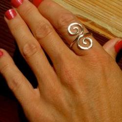 Adjustable Sterling Silver Filled Ring, Hand Hammered and Polished Index Finger, Middle Finger, Thumb