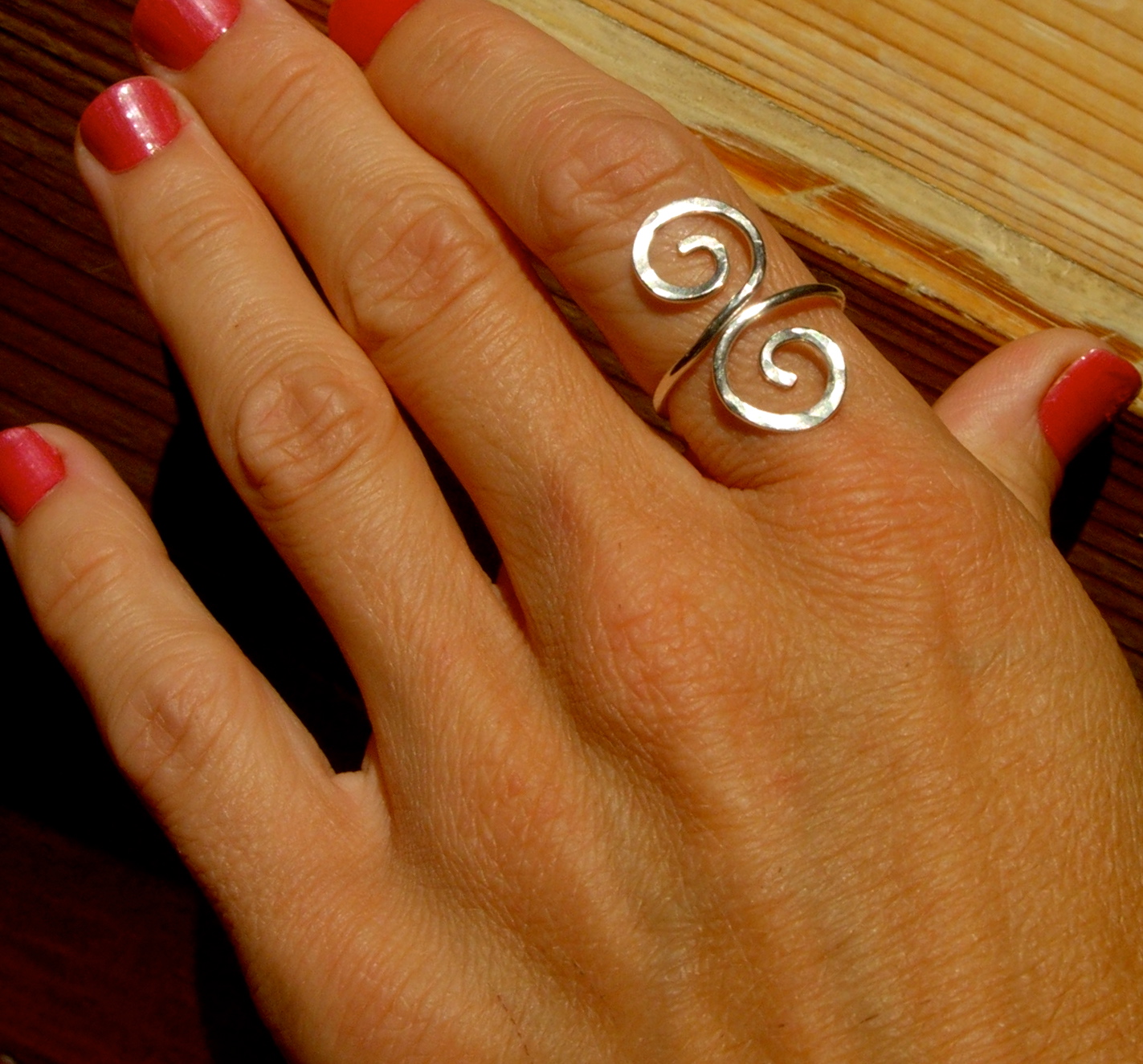 Sterling Silver Filled Ring, Hand Hammered and Polished Index Finger ...
